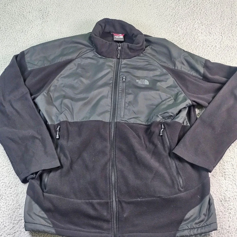The North Face Jacket Mens XL Black Polartec Fleece Full Zip Windbreaker Pockets